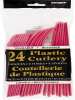 Hot Pink 24 Pack Cutlery